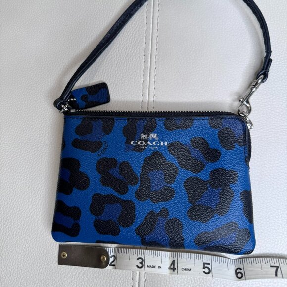 Coach Wristlet Wallet Bag | Ocelot Leopard Print | Blue & Black - Picture 11 of 11